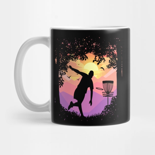 Disc Golf Pixel Sunset Tree Framed Disc Golfer Art by TeeCreations